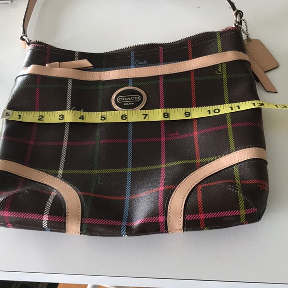 Coach Peyton Brown Crossbody Purse Tattersall - Picture 11 of 12